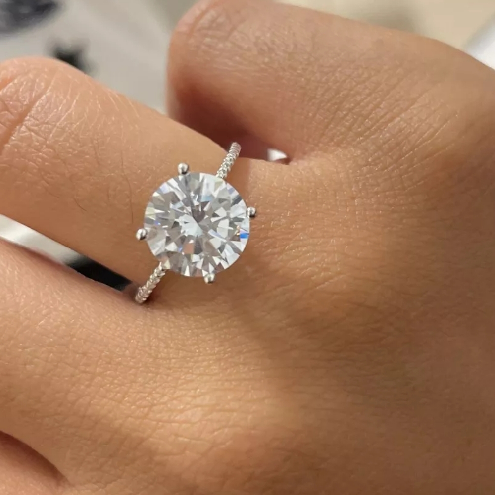 3ct Zircon Diamond Sterling Silver Zircon Pave Statement Piece Engagement